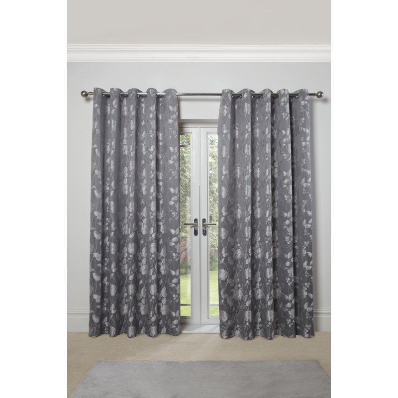 Leah Room Darkening Sliding Panel Pair, Width 168 x Drop 183cm, Silver