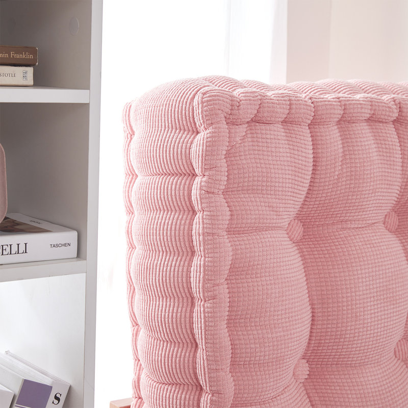 Rainha Ultra Thick Oversized Tufted Floor Pillow, Peachy Pink