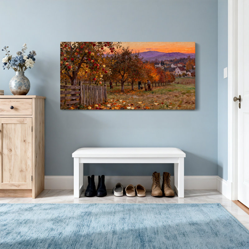 Scène de paysage d'automne, H 28 po x l 58 po