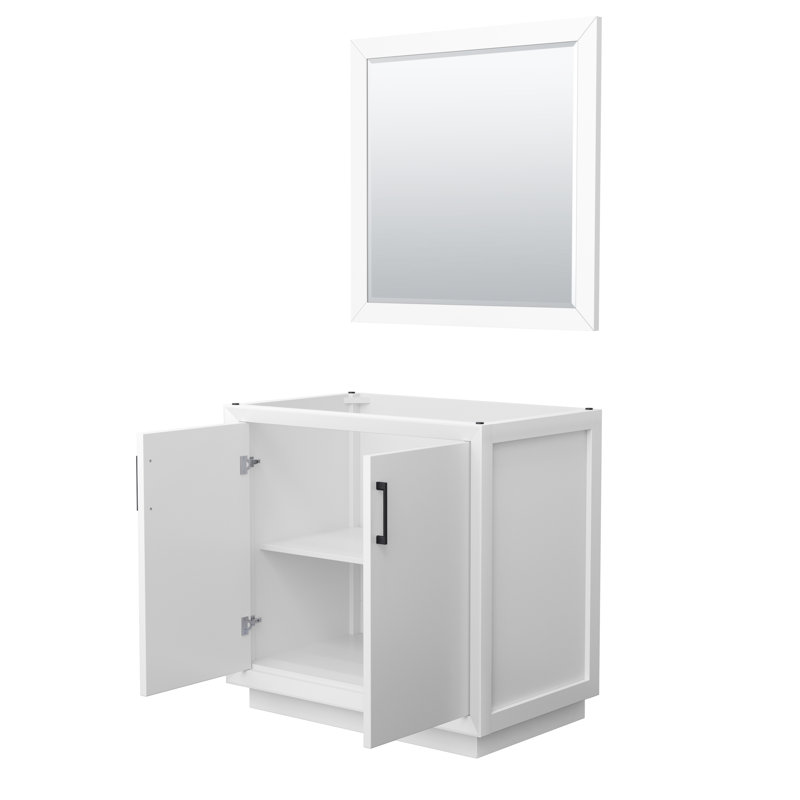 Base de meuble-lavabo simple 35,25 po Strada seulement, Blanc / noir