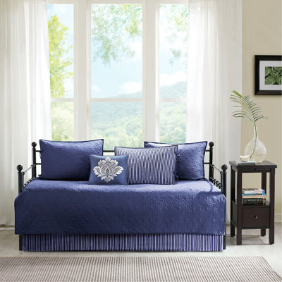 Twin 6 Piece Reversible Daybed Cover Set With Antimicrobial Treatment, Stitching, And Cozy Comfort For Mattresses