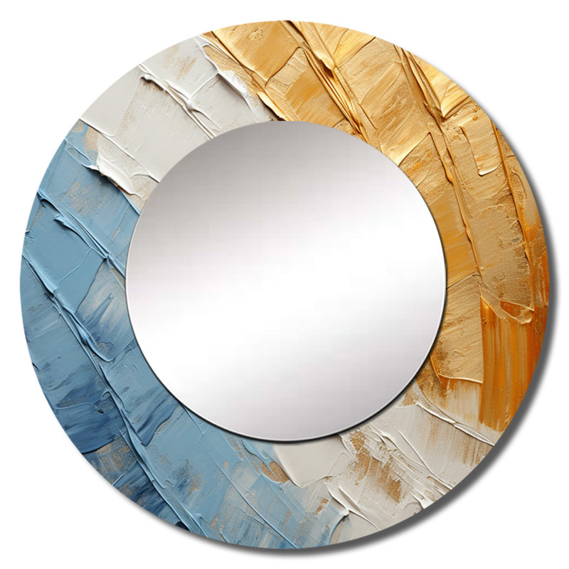 Sajana Minimalisme chassant les arcs-en-ciel - grand miroir mural arc-en-ciel, miroir rond traditionnel traditionnel, impression d'art en métal