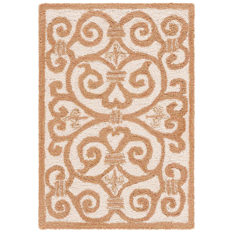 Bissette Hand Hooked Wool Pile Oriental Rug, Rectangle 1'8" x 2'6"