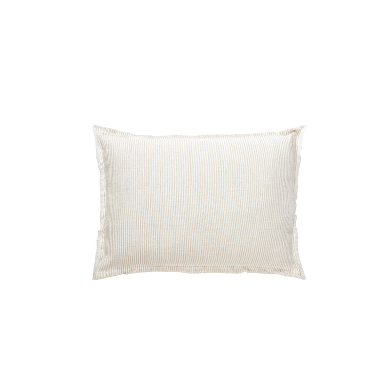 Oreiller en lin rayé 14 x 20, Beige naturel / blanc