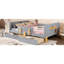 Gray Full Size Platform Bed With Storage Drawers, Guardrail, Small Shelf, Hooks, And Stout Wood Structure Solid Support For Mattress