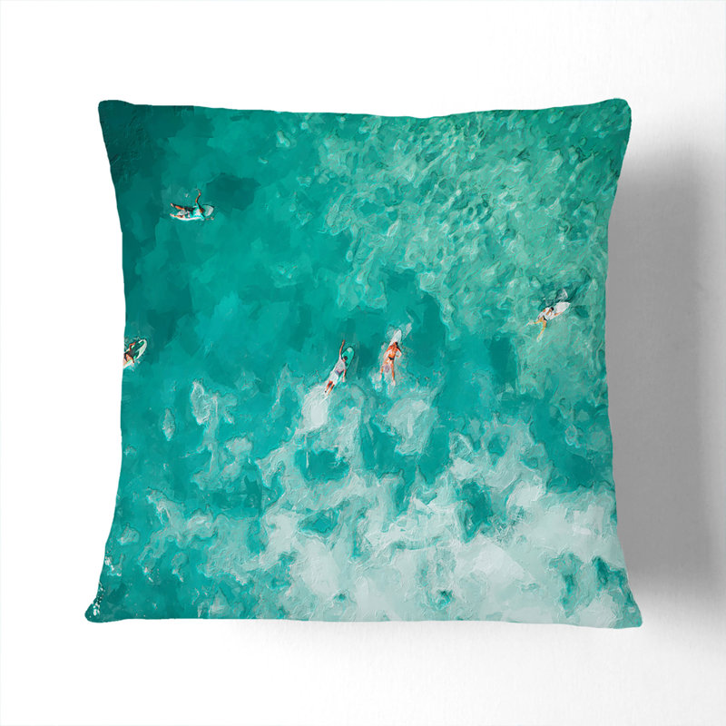 Surfers in Bondi Beach in Australia Cushion with Filling, 40cm H x 40cm W x 15cm D
