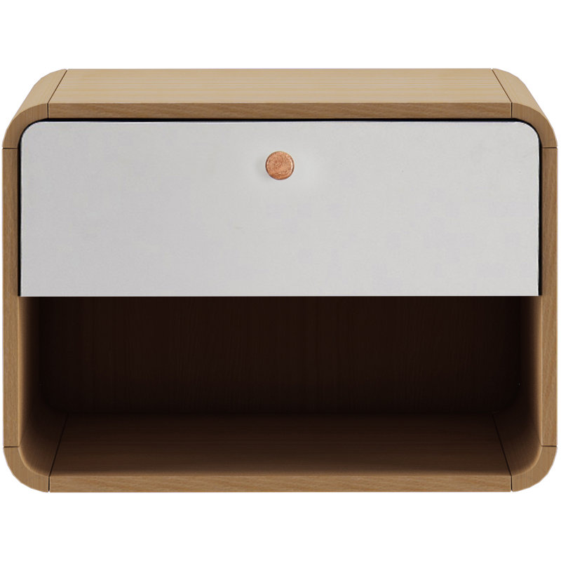 Camryn 51cm W Manufactured Wood Bedside Table, Oak/White