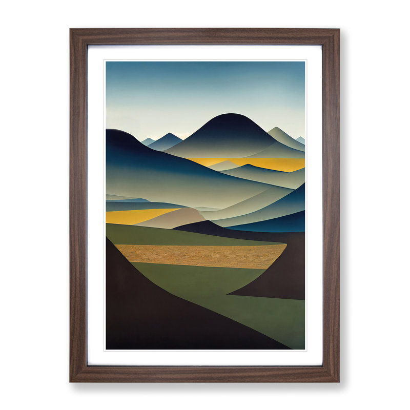 Abstract Mountain Landscapes No.4 - Wall Art, Oak Framed Paper, White, 34cm H x 25cm W x 3cm D