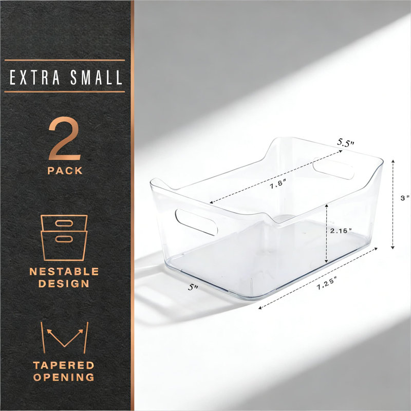 Clear Plastic Storage Bins And Organizer Containers - 2 Pack Multipurpose Bins For Pantry, Fridge, Kitchen Cabinet, And Home Organization