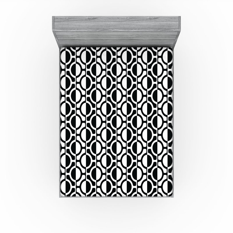Drap-housse Ambesonne, paquet de 2, Drap-housse grand, Noir / blanc géométrique