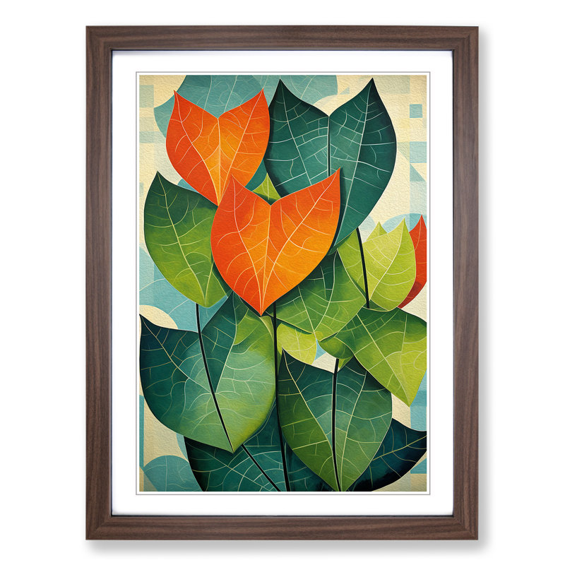 Ivy Leaf Constructivism Art - Framed Print, 64cm H x 46cm W x 2cm D, Walnut Framed