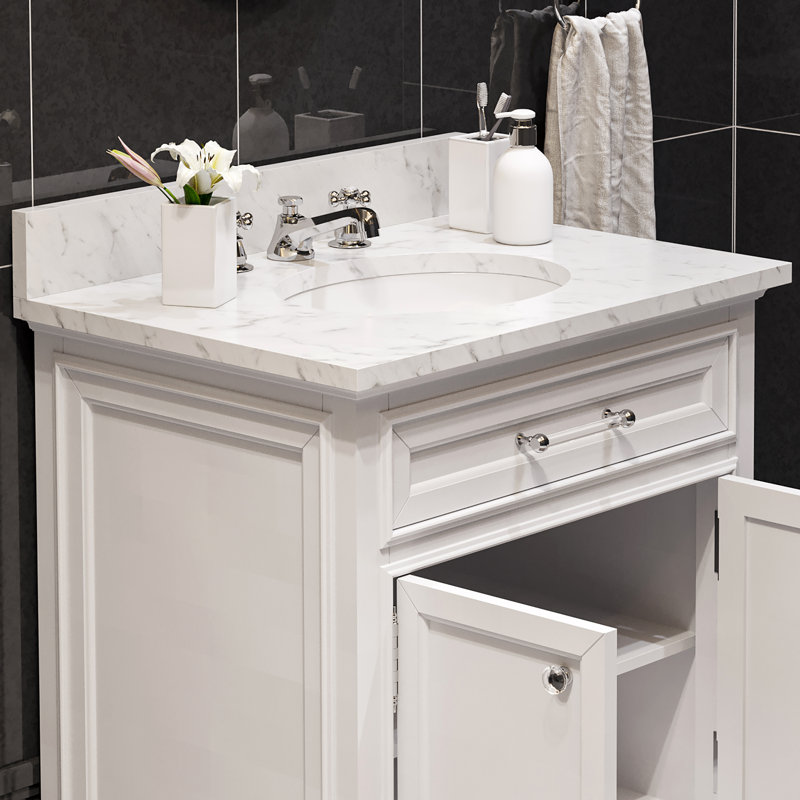 Derby 24" Single Sink Bathroom Vanity Set with Mirror, Mirror Included, White