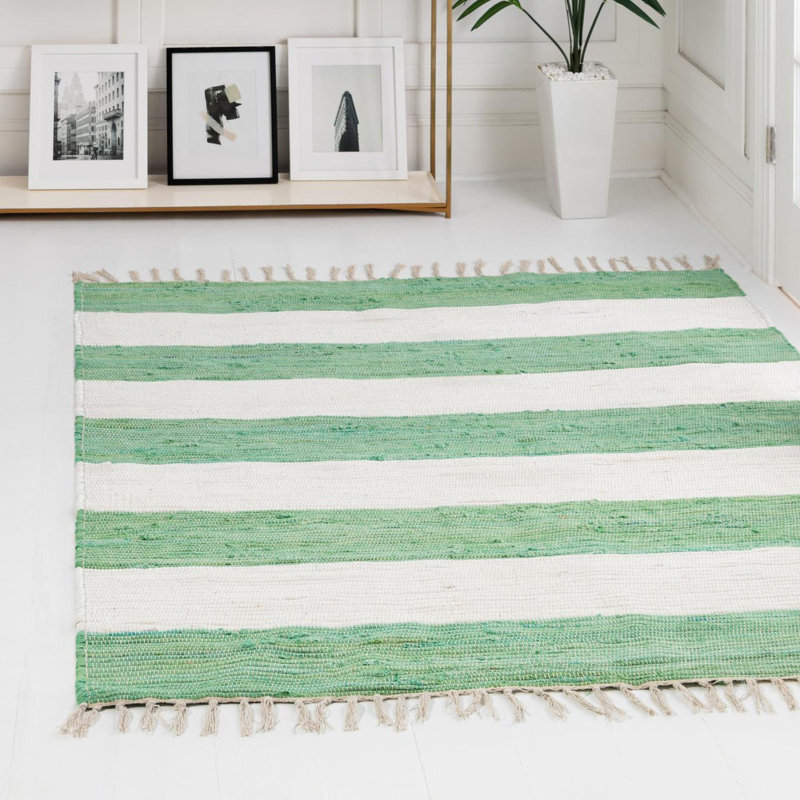 Calin Cotton Striped Indoor Rug, Square 7'10"