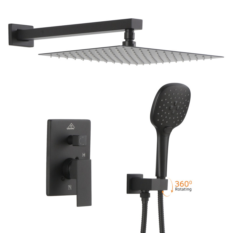 Robinet de douche avec valve brute, Noir mat