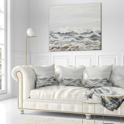 Grey Sea Waves - Sea & Shore Printed Pillow