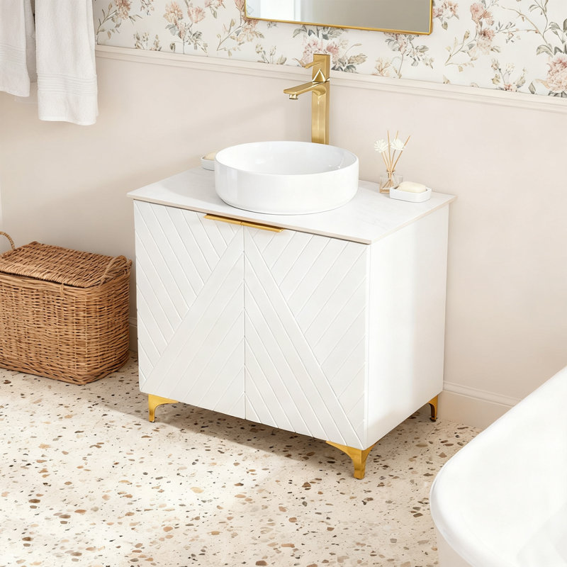 Meuble-lavabo moderne 30 po avec comptoir en céramique