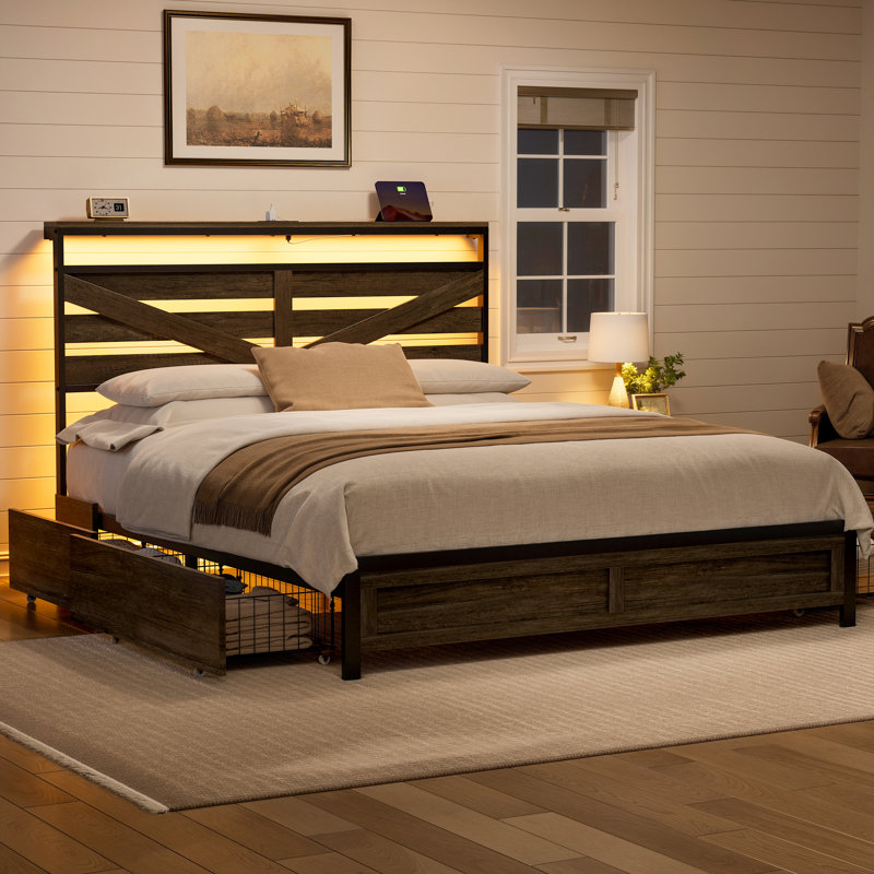 Antioch Upholstered Bed, Queen, Dark Grey