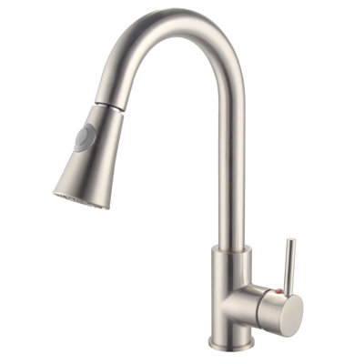 Single Handle Pull Down Sprayer Kitchen Faucet in Brushed Nickel