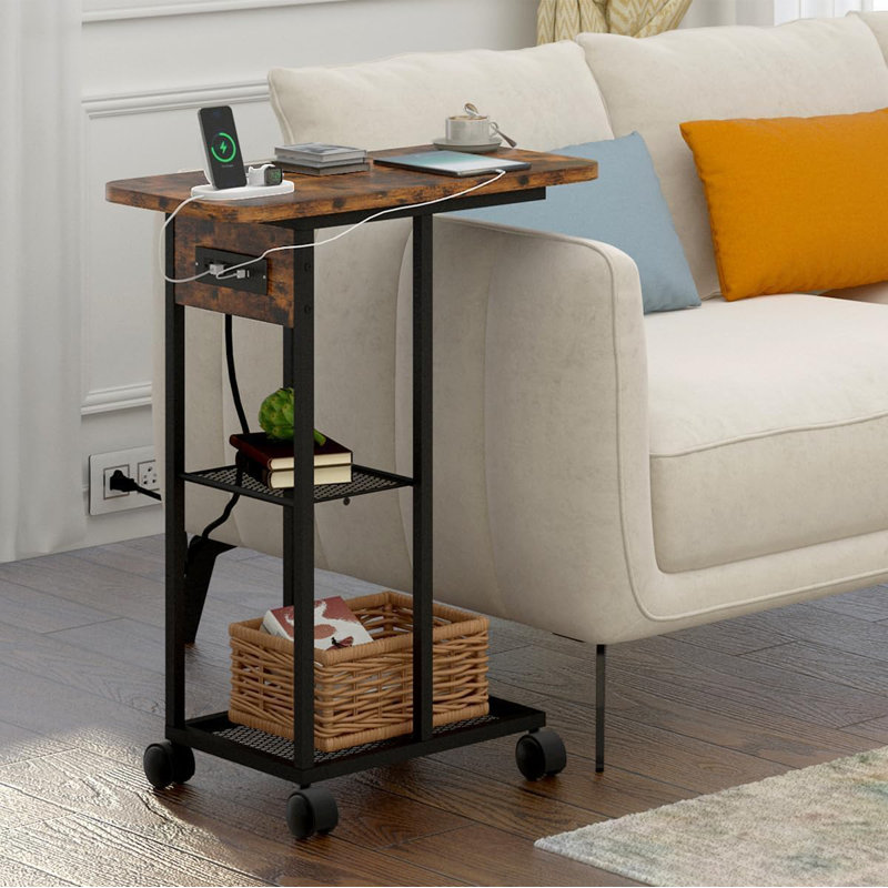 End Table with Charging Station - Sofa Couch Table