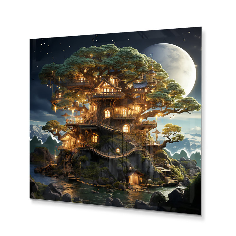 La cabane dans un arbre IV - impression sans cadre sur métal, H 36 po x l 36 po x P 1 po