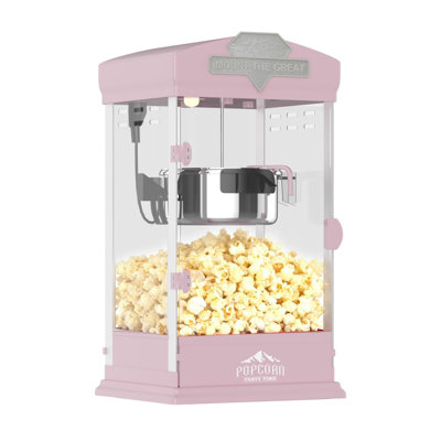 Machine portative à maïs soufflé - bouilloire en acier inoxydable de 8 onces, plateau chauffant intégré, pop-corn de comptoir pour cinéma maison, fêtes, événements et cadeaux - rose