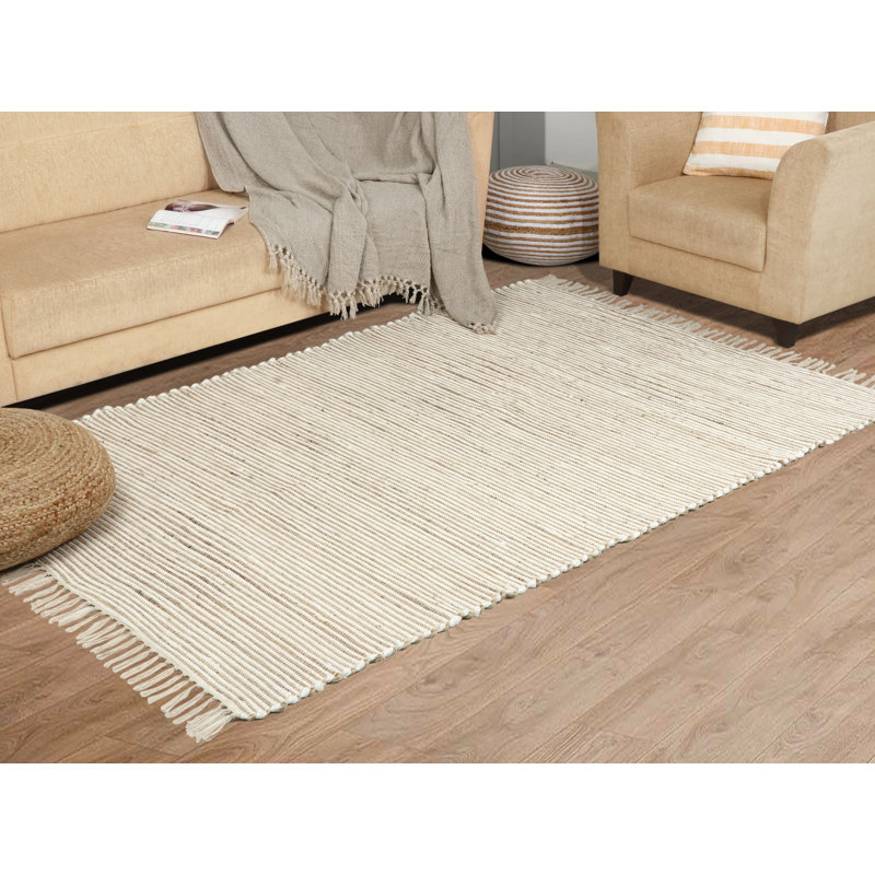 Kimble White Hand Woven Area Rug, Rectangle 150 x 230 cm