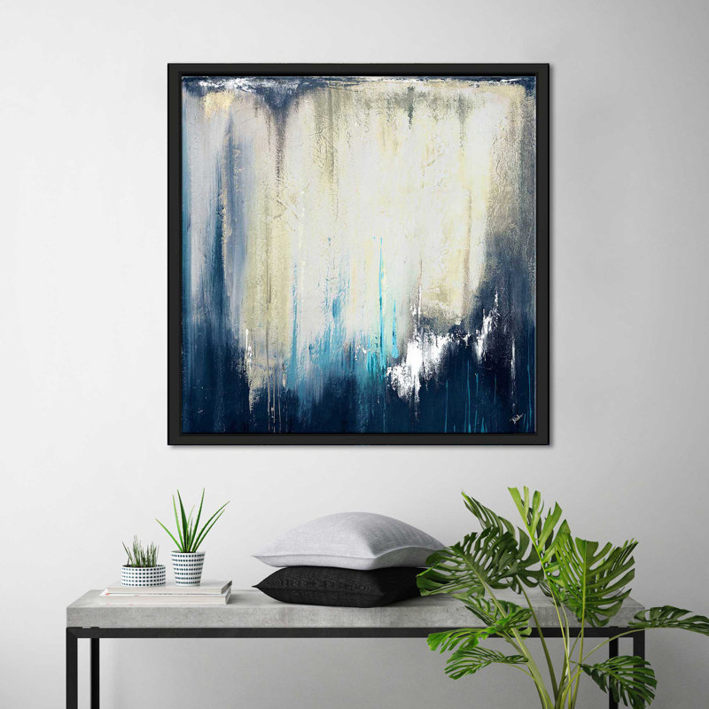«Marine Blue Illusion II» par Patricia Pinto - Peinture, Cadre flottant noir, H 39,5 po x l 39,5 po x P 2 po