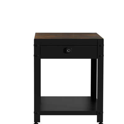 Table basse carrée à empreinte digitale avec rangement secret et aspect grain de bois, convient à un usage domestique, fabrication en acier laminé à froid, profondeur cachée de 19,57 po de largeur, 16,13 po de largeur, finition,