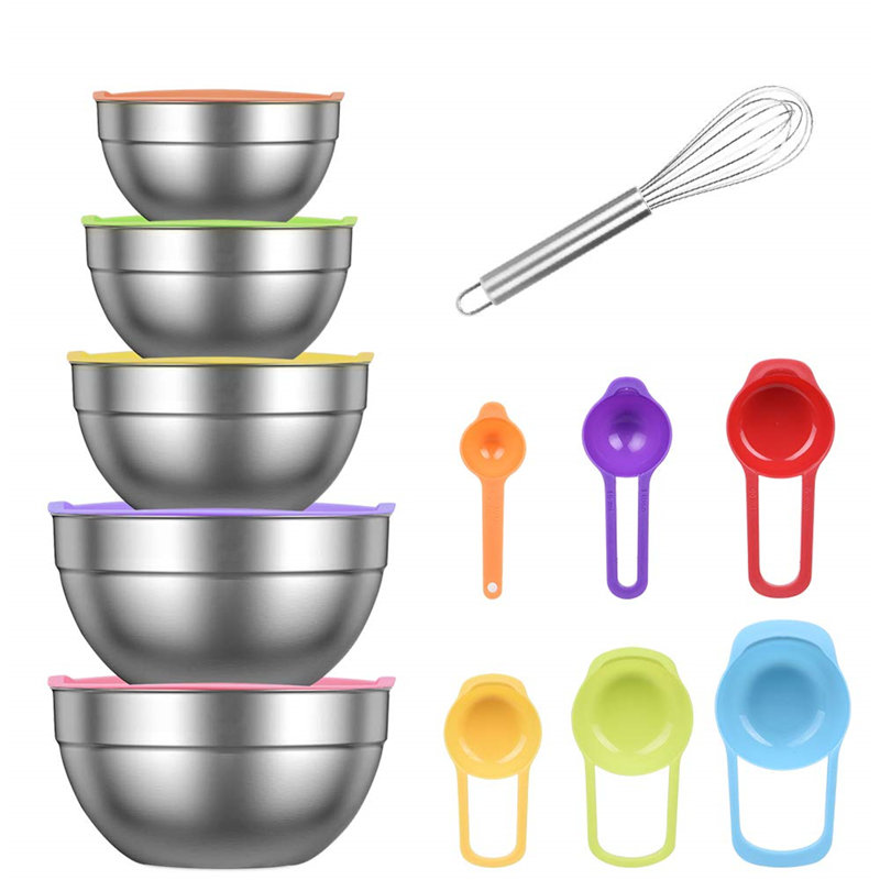 5 Pcs Stainless Steel Nesting Mixing Bowls Set
