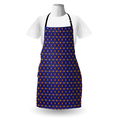 Corrigan Studio® Geometric Apron Unisex Retro Style 80's Art Adult Size Indigo and Multicolor