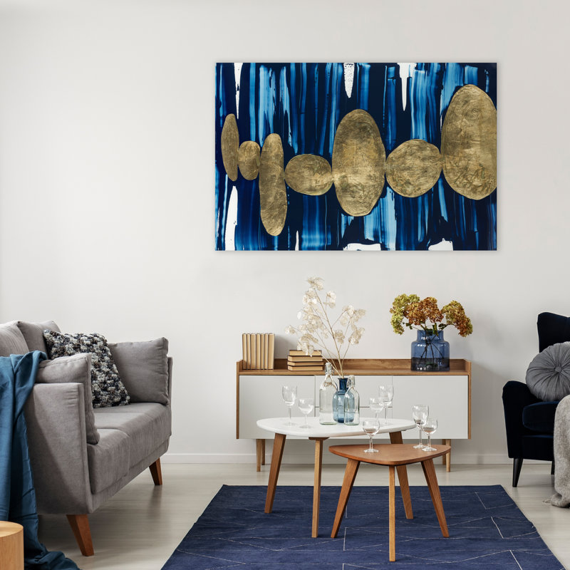 Gilded Pebbles Painting by DAWN SWEITZER, Gild Gold, 40" H x 60" W
