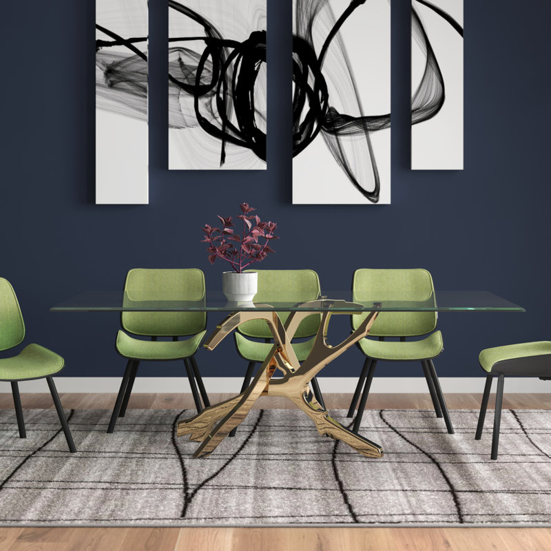 Verdugo Glass Top Metal Base Dining Table
