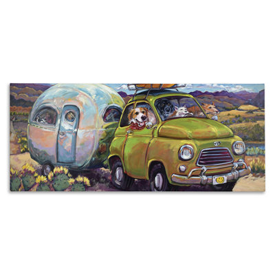 Dogs Driving Camper Western Desert Adventure