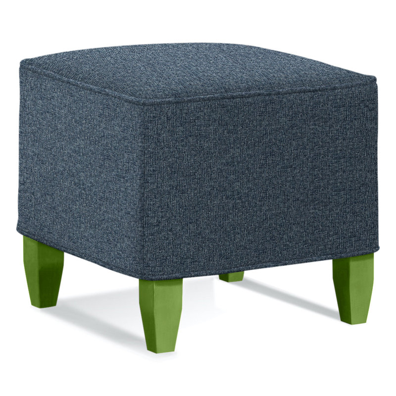 Brooklyn Square Ottoman, Basic Blue 100% Polyester, Nickel