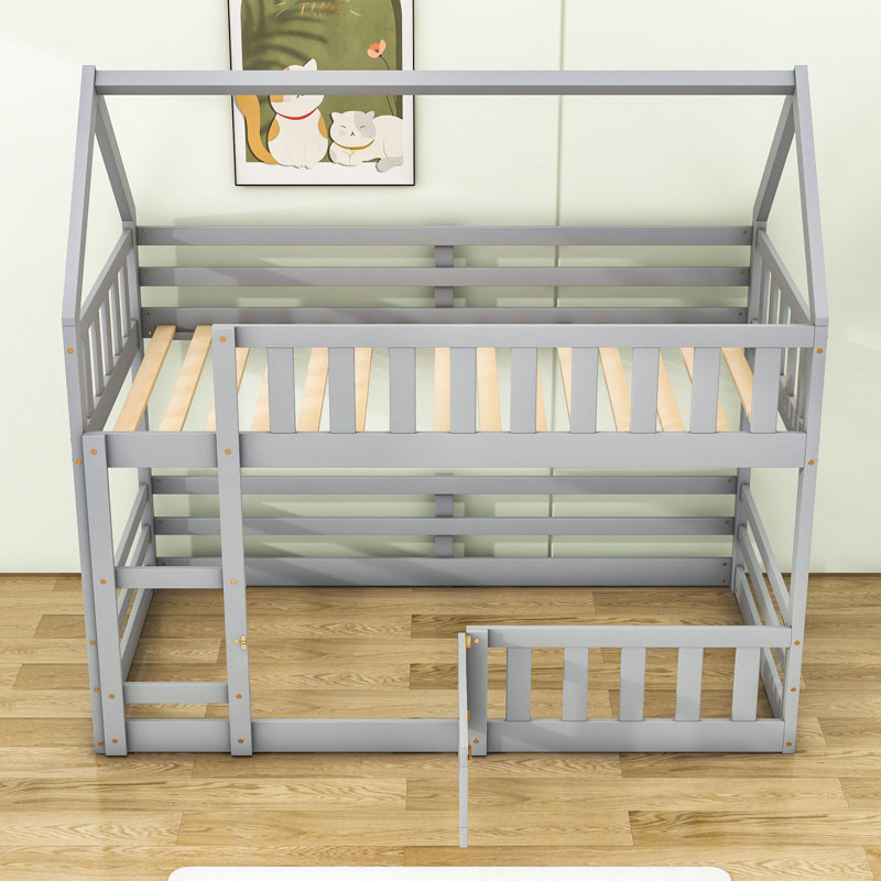 Salome Kids Twin Over Twin Bunk Bed, Gray