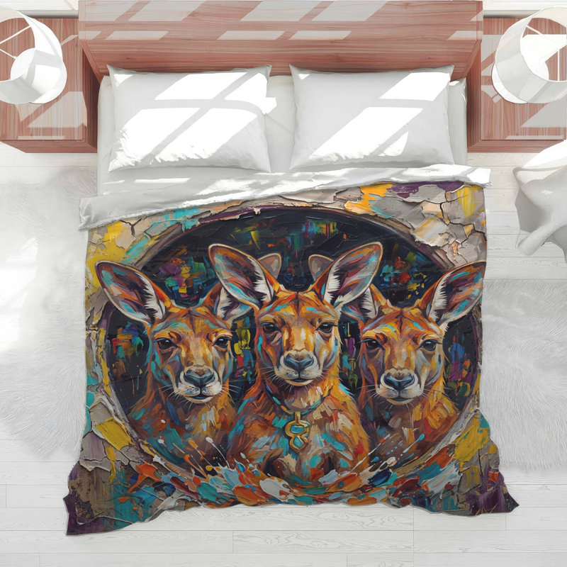 Édredon abstrait Three Kangaroos, Twin Extra Long