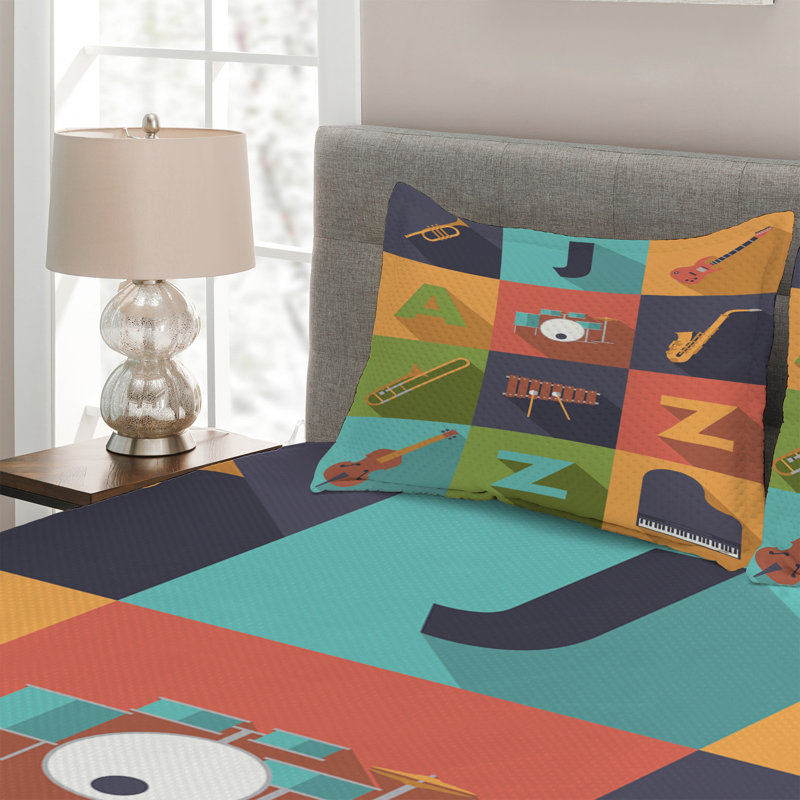 Music Polyester Coverlet, King Bedspread + 2 Shams