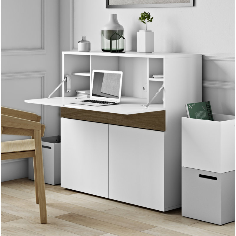 Type de bureau Focus, Blanc pur / noyer