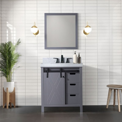 Meuble-lavabo de salle de bain 30 po X P 22 po P, comptoir en marbre de Carrare et Miroir