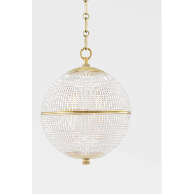 Luminaire suspendu sphère n ° 3 par Mark D. Sikes, H 16,75 po x l 13 po x P 18,25 po, Laiton vieilli