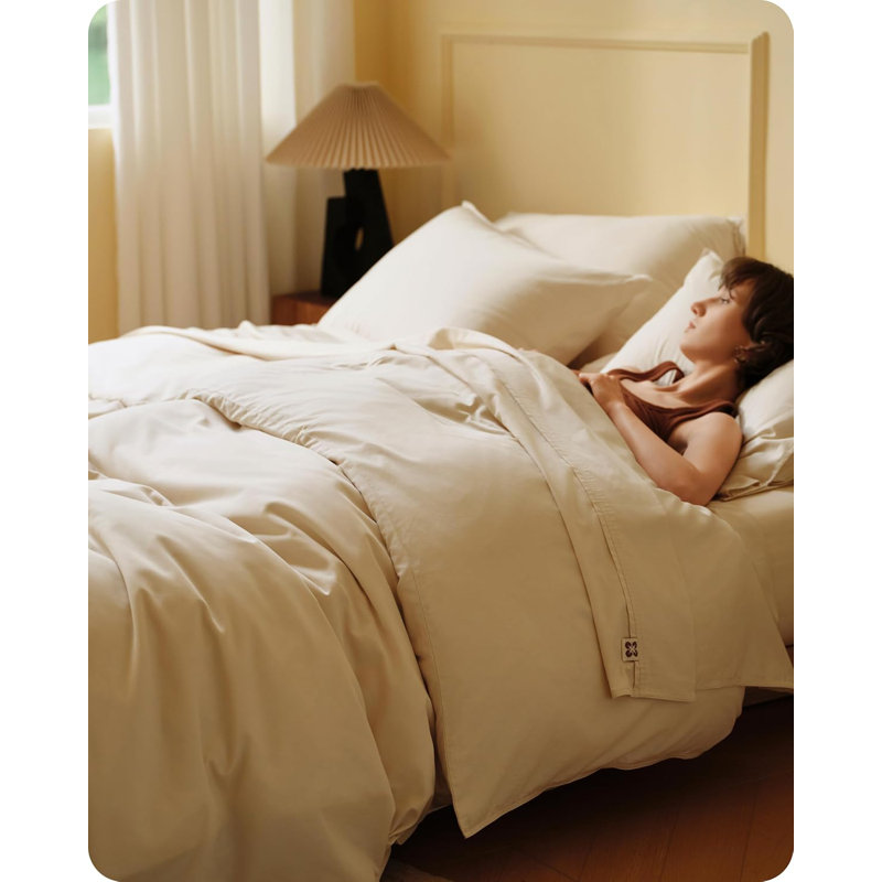 Bedsure Cooling Duvet Cover, 300TC Rayon Derived from Bamboo （Set of 3）, King Duvet Cover + 2 Shams, Whitecap Gray