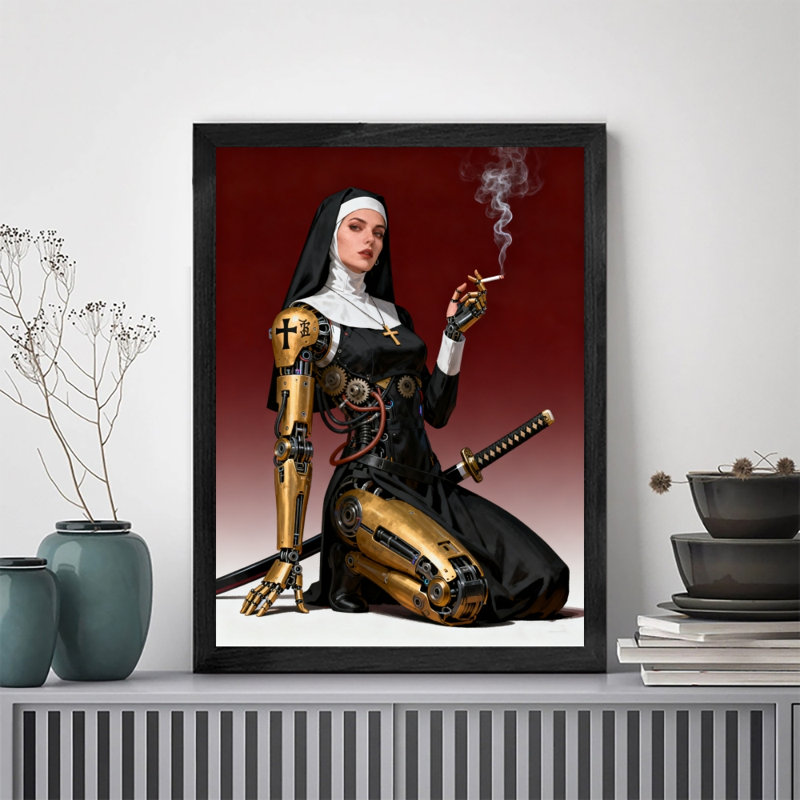 Reproduction d'art encadré noir rétro, H 11 po x l 9 po