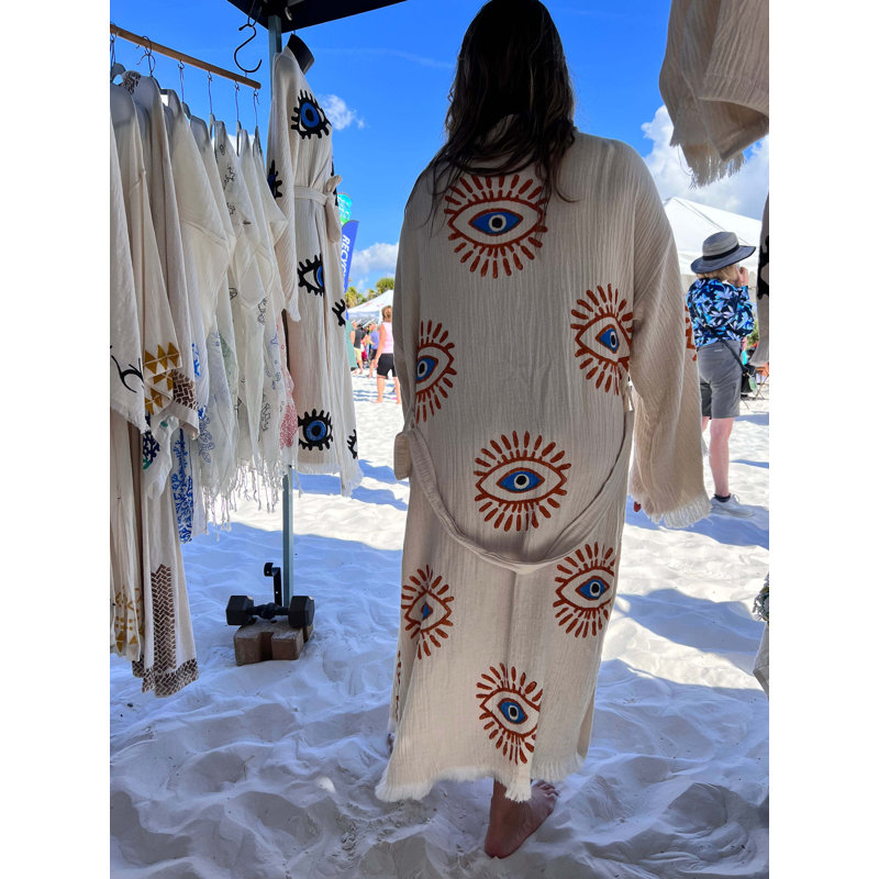 Peignoir de plage Kimono Mystic Eye, Beige
