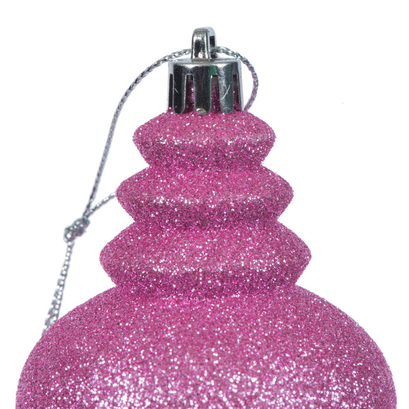 7" 4-Finish Finial Ornament, Pink