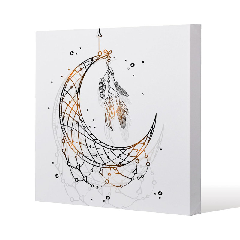 Dream Catcher with Crescent Moon Slim Style Canvas Print, 30 cm H x 30 cm W