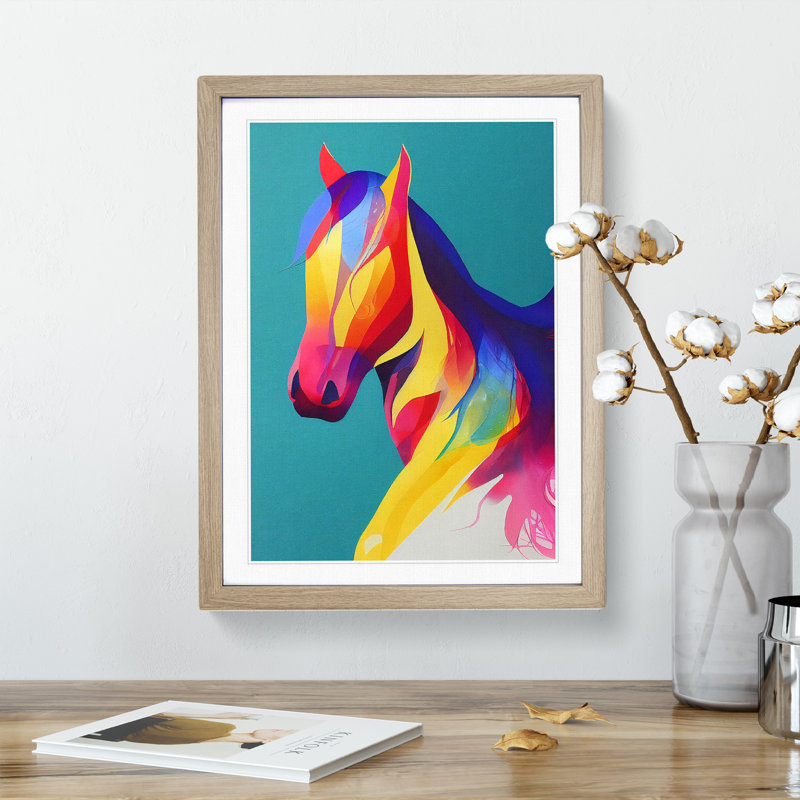 XV1022-5135X Horse No.3 - Single Picture Frame Print, 34cm H x 25cm W x 2cm D, Oak