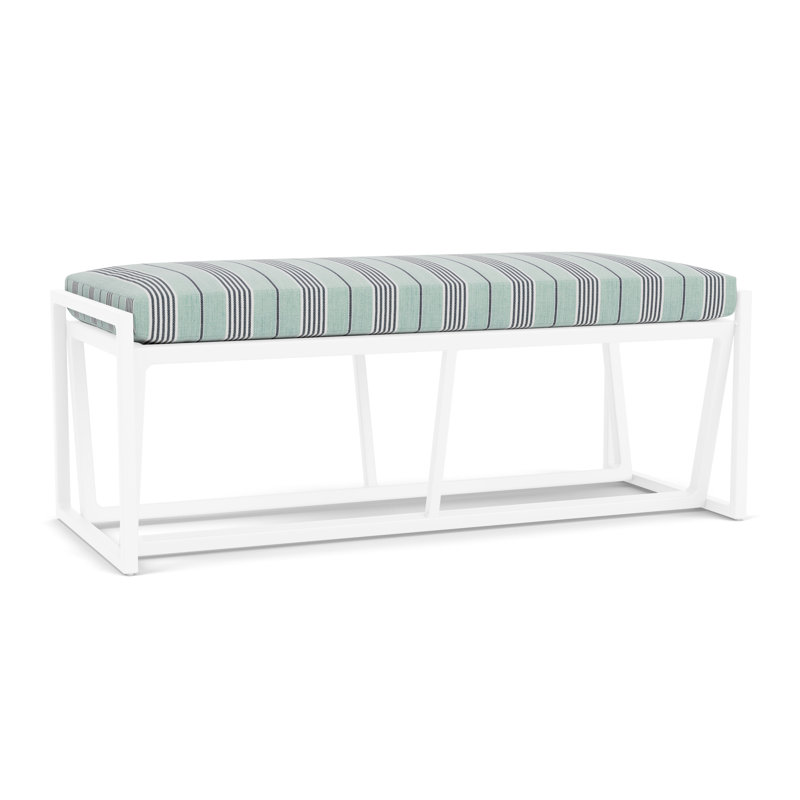 Summit Outdoor Dining Bench, White, Hansen Seaglass