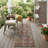 8' Runner Red Orange and Blue Oriental Washable Non Skid Indoor Outdoor Runner Rug