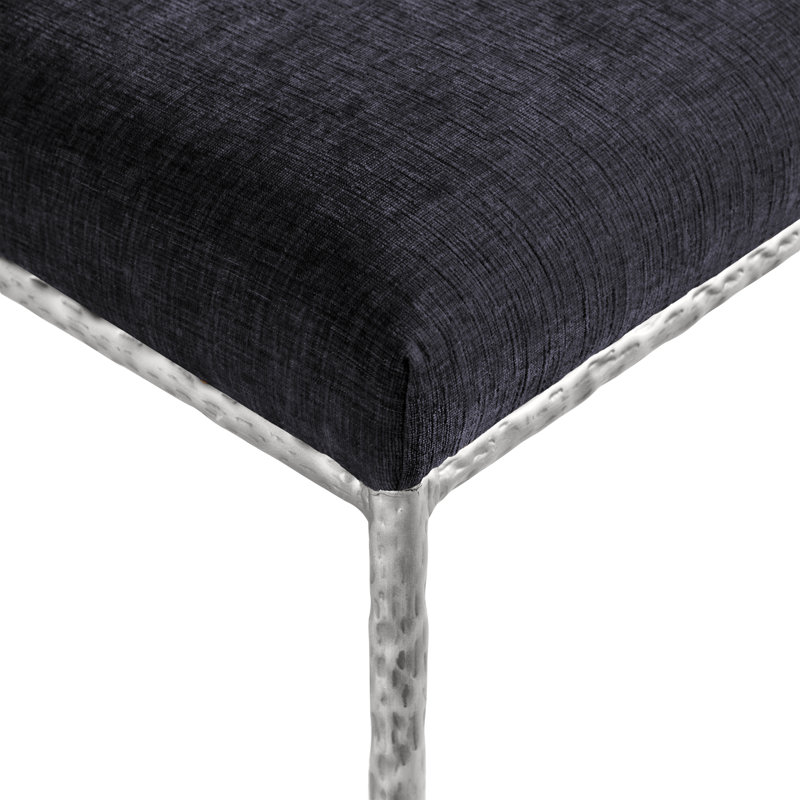 Chaise d'appoint en chenille Reeves, Argent brossé, Tissu chenille noir