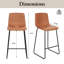 Ensemble de 2 tabourets de bar modernes en cuir de polyuréthane, tabourets de bar à hauteur de comptoir avec dossier, chaises d'îlot de cuisine de style Mid-Century avec structure en métal robuste